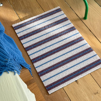 Textured Loop Striped PVC Coil Accent Rugs