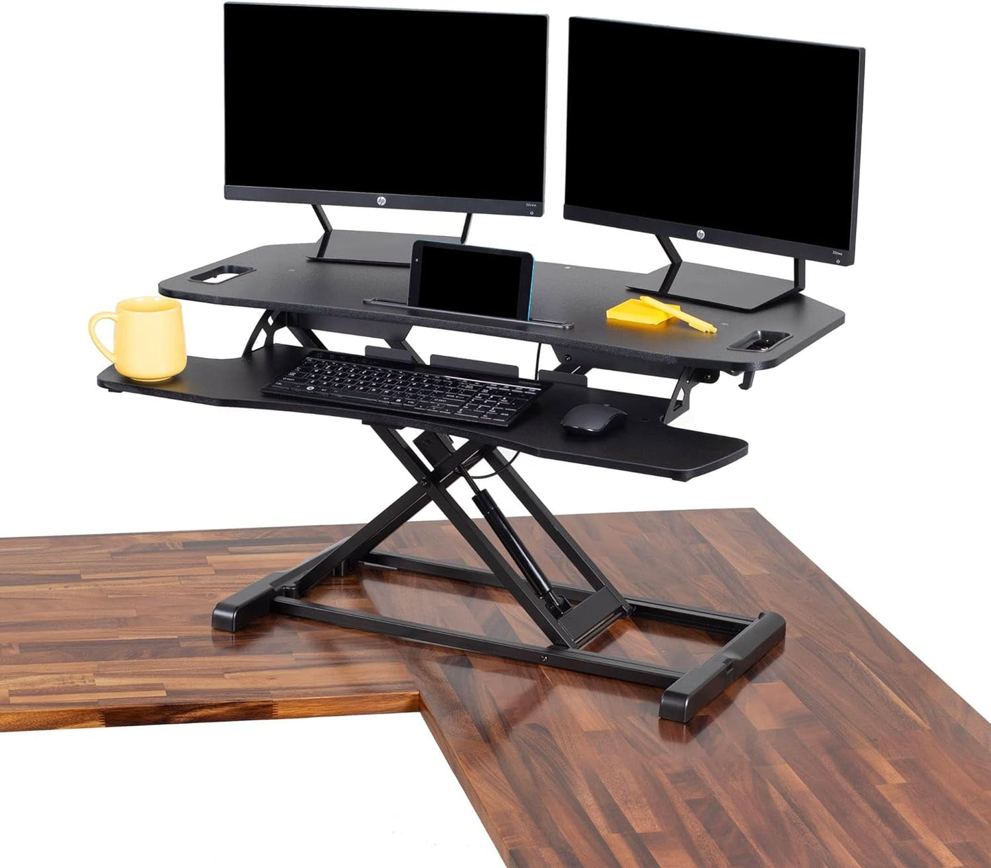 Flexpro Hero 37 Inch Standing Desk Converter, for Office and Home, Height Adjustable, 2 Level Sit to Stand Workspace with Keyboard Shelf & Monitor Riser, Sit or Stand (Black, 37 X 18 X 4.5 to 20) Computer Workstations Desks & Workstations Office Furniture & Lighting Office Products