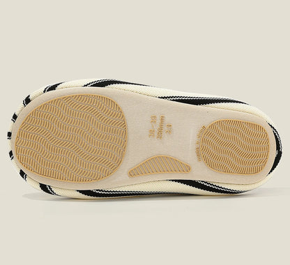 Breathable Knit Striped Cotton House Slippers