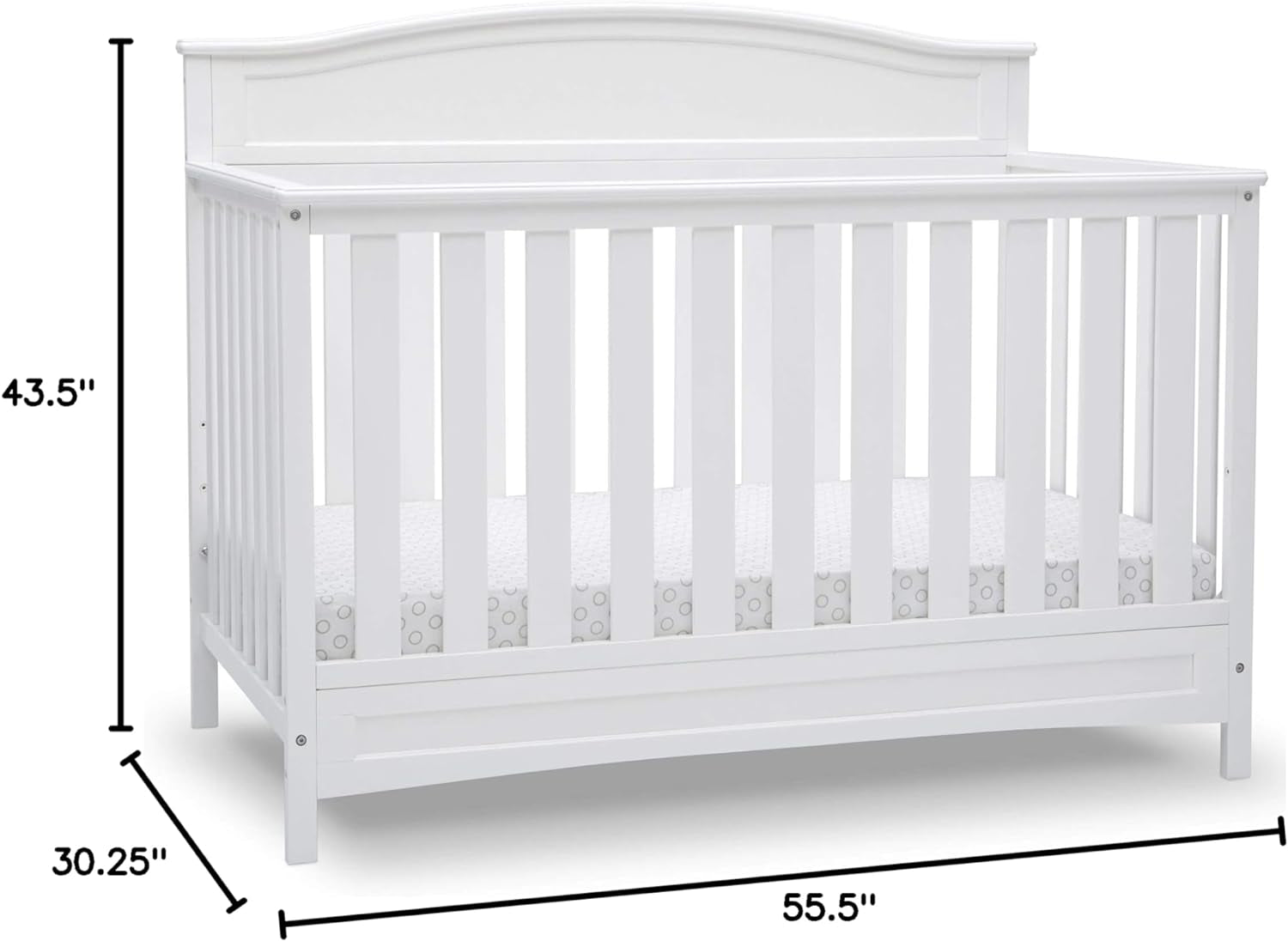 Emery Deluxe 6-In-1 Convertible Crib, Greenguard Gold Certified, Bianca White Baby Products Convertible Cribs Furniture Infant & Toddler Beds Nursery