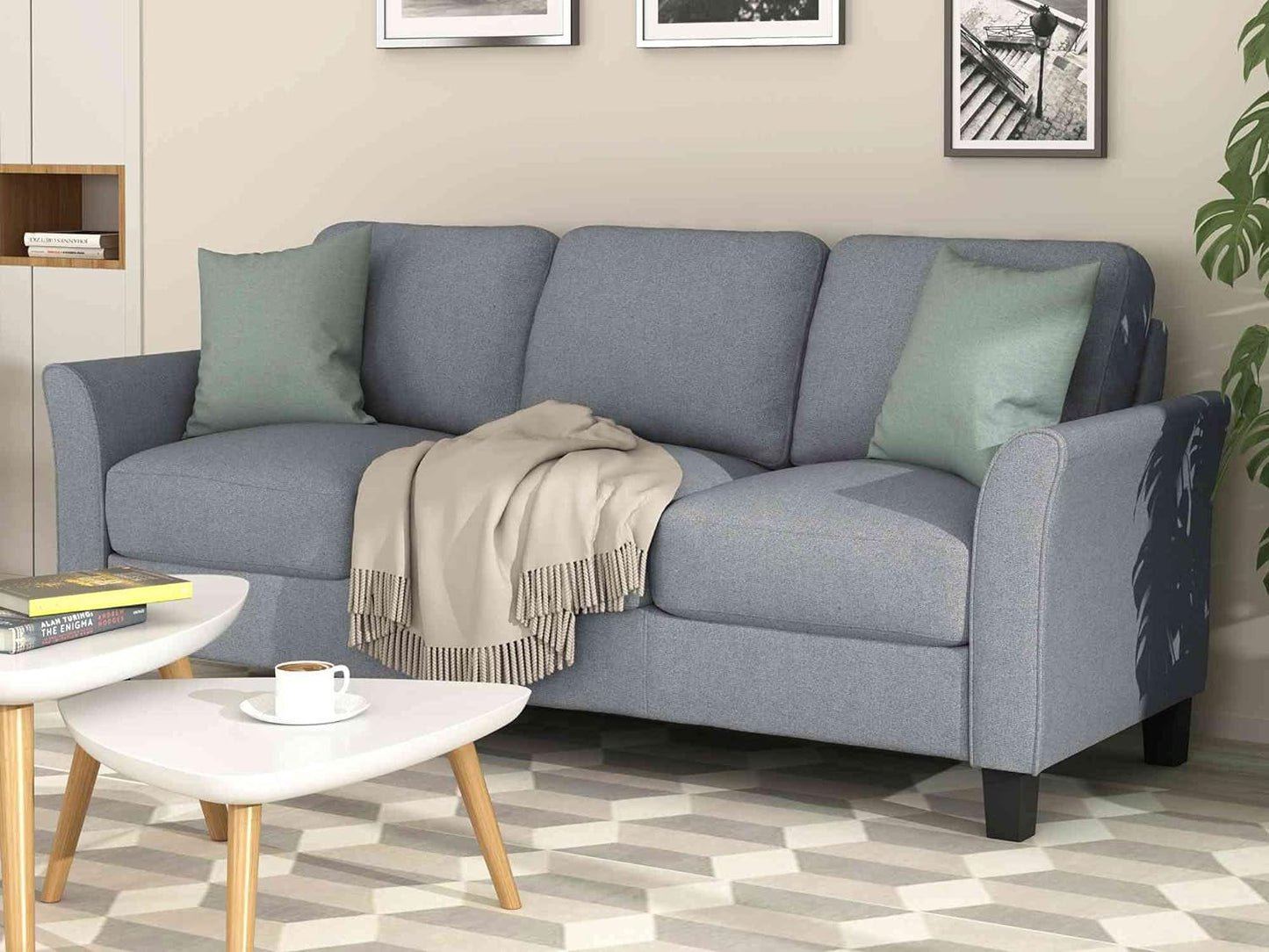 3 Piece Living Room Sofa Set, Modern Sectional Couch Furniture, Upholstered Armchair, Loveseat and Three Seat for Home or Office (Linen Grey) Furniture Home & Kitchen Living Room Furniture Living Room Sets