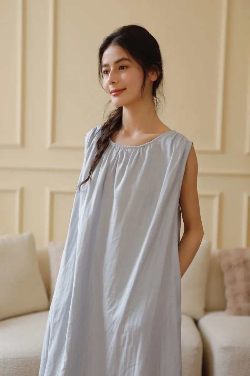Cloud-Soft Crinkled Double Gauze Pajama Dress