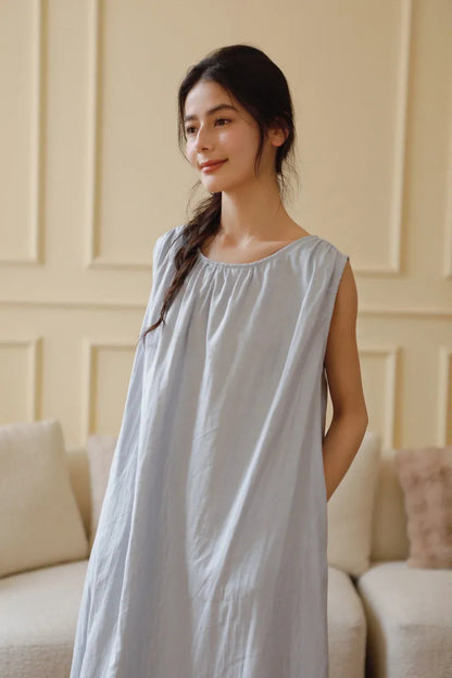 Cloud-Soft Crinkled Double Gauze Pajama Dress