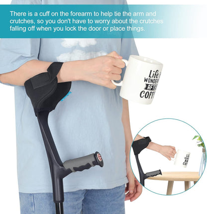 Crutches for Adults, Crutches for Walking, Have Adjustable Forearm Crutch Pads, Folding Forearm Crutches, with Four Corner Base Prevent Slipping, Suitable for Old People, Lame People (Black) Canes Crutches Crutches & Accessories Health & Household Medical Supplies & Equipment Mobility & Daily Living Aids Mobility Aids & Equipment