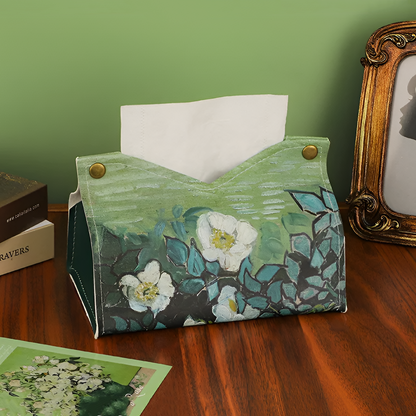 Oil Painting Leather Tissue Box