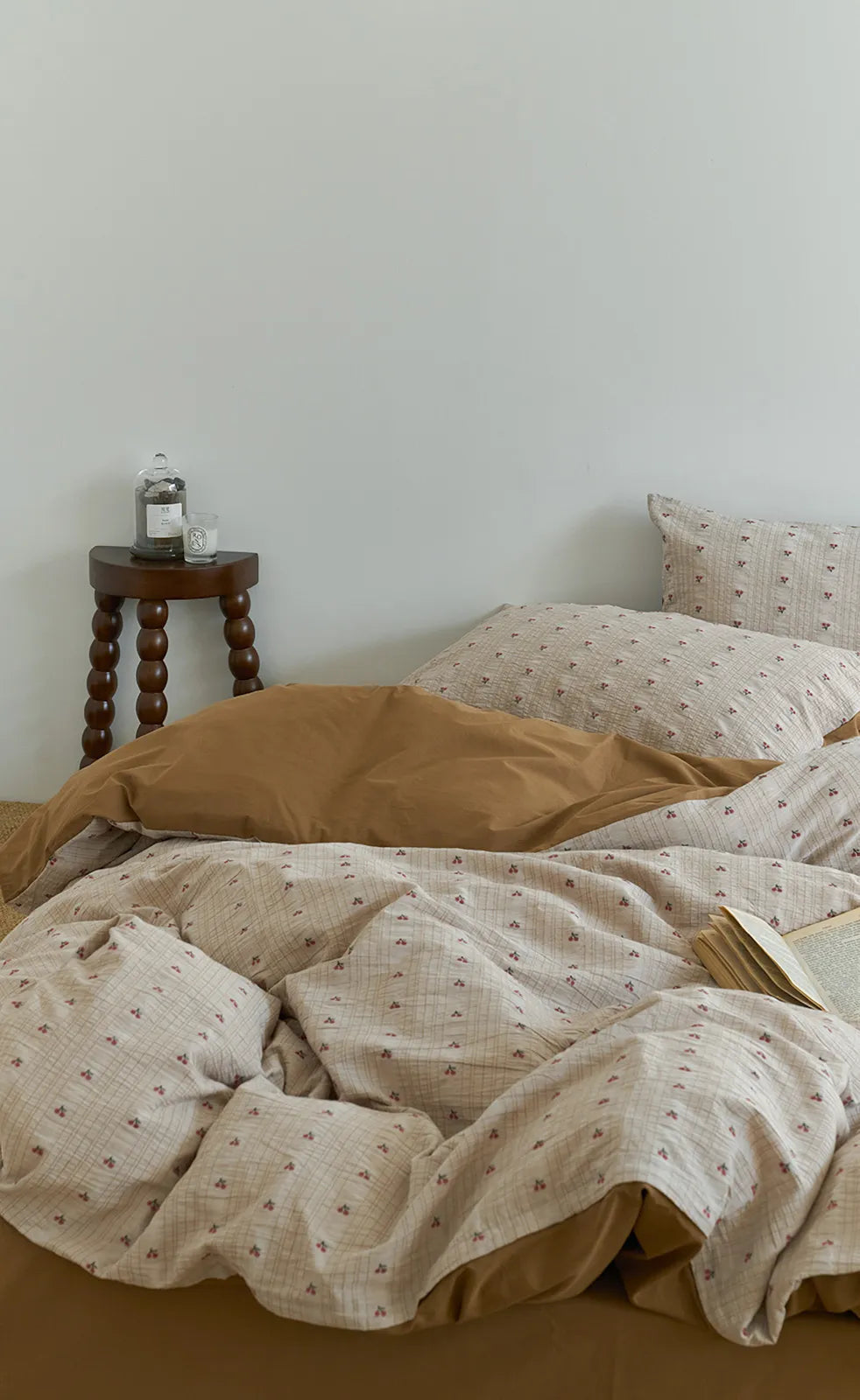 Textured Ditsy Cherry Washed Cotton Bedding Set