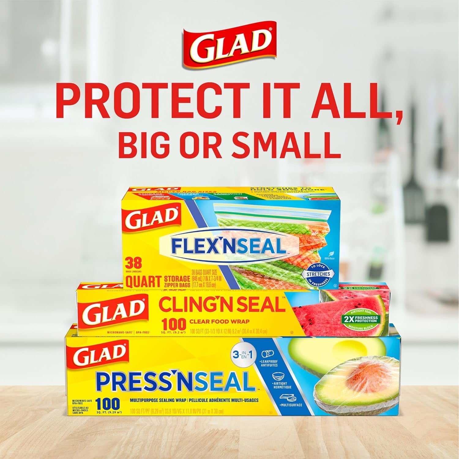 Glad Cling N Seal Plastic Food Wrap, 300 Square Foot Roll - 4 Pack (Package May Vary) Disposable Food Storage Health & Household Household Supplies Paper & Plastic