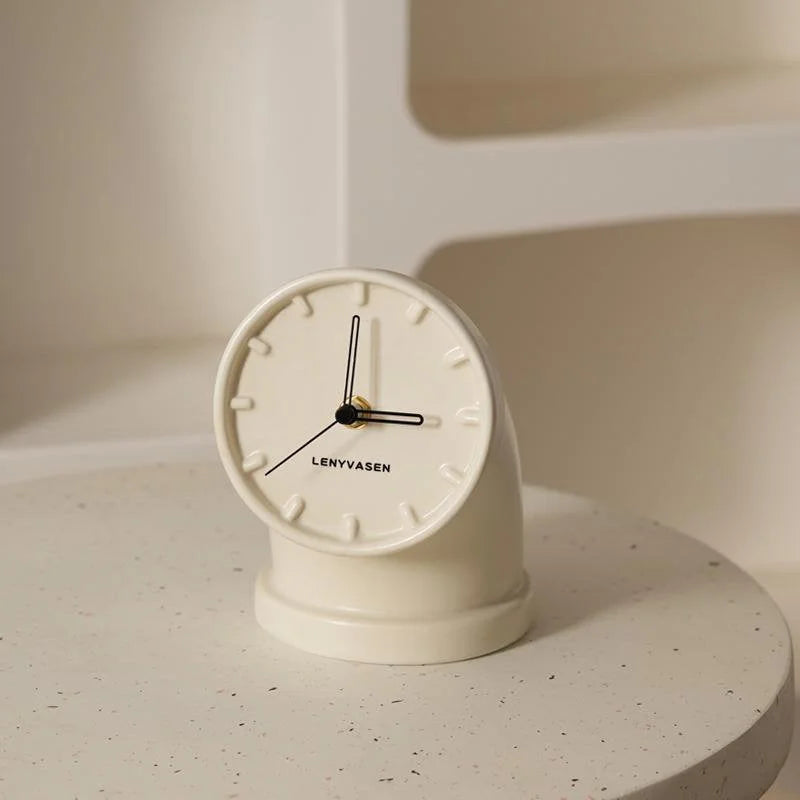 Sculptural Industrial Pipe Ceramic Table Clock