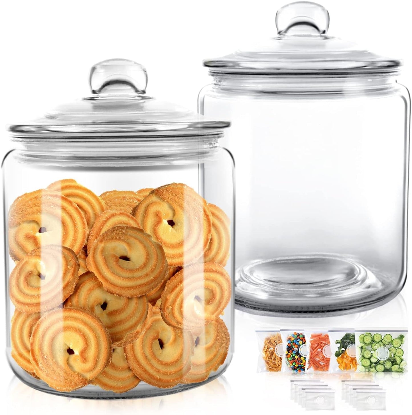 Masthome Large Glass Jar,1 Gallon Glass Jar with Lid, Airtight,Dishwasher Safe,Wide Mouth Glass Storage Canister for Pasta,Flour,Nuts,Cookies,& More-Send 15 Food Storage Bags Food Jars & Canisters Food Storage Home & Kitchen Kitchen & Dining Storage & Organization