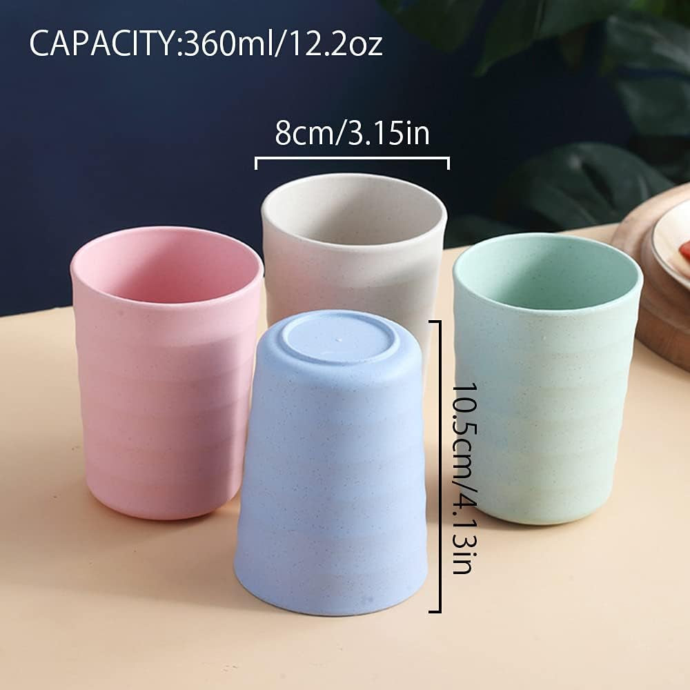 4 Colors 13Oz Unbreakable Drinking Cups, Lightweight Reusable Beverage Tumblers Drinkware, Non-Slip Water Tumbler for Fruit Juice, Tea, Coffee, Party (4 Colors)