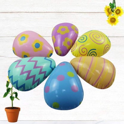 Amosfun 6Pcs Inflatable Easter Egg Toy Cartoon Easter Egg Balloons Blow up Easter Egg Decoration for Baby Shower Birthday Easter Party Supplies Favors Balloons Decorations Party Supplies Toys & Games