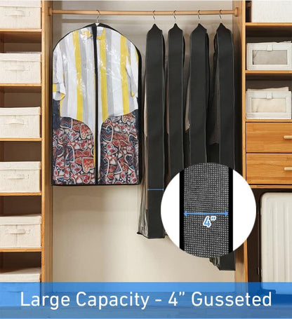 40'' 50'' 60'' Clear Garment Bags for Hanging Clothes, Suit Bags for Closet Storage with 4" Gussetes, Moth Proof Plastic Protectors for Sweater, Dress, Winter Coat, Shirt, Jacket, 3 Packs Clothing & Closet Storage Garment Covers Home & Kitchen Storage & Organization