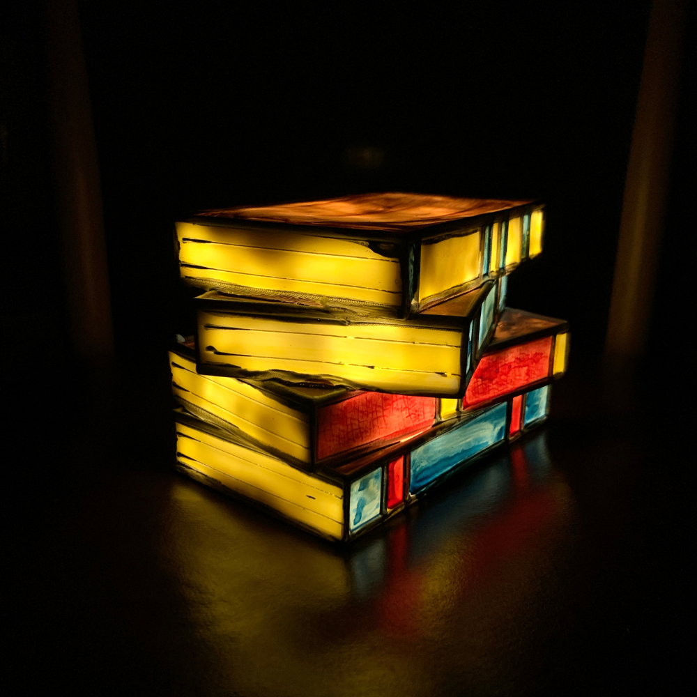 Stained Glass Books Lamp