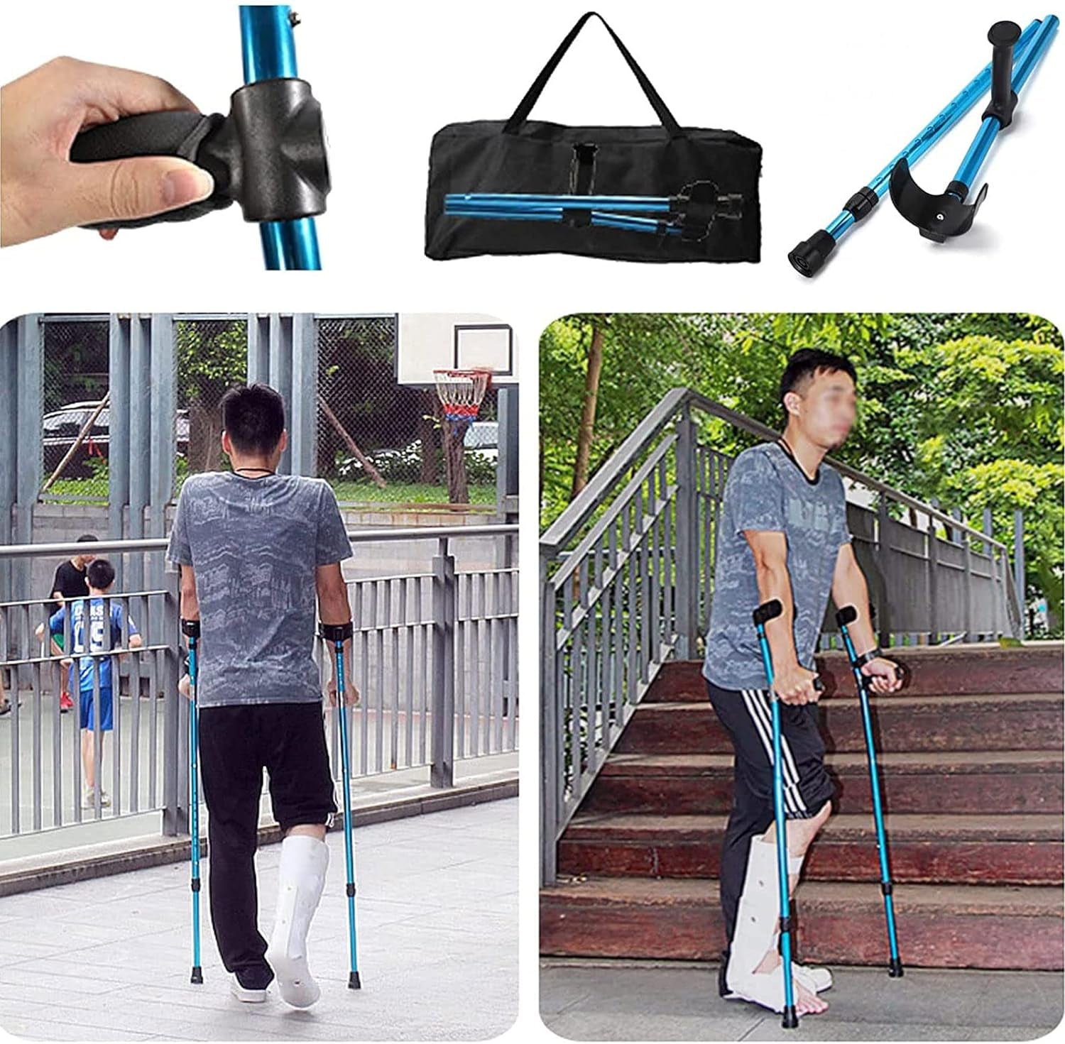 Forearm Crutch for Adult, Portable Folding Walking Stick, Ergonomic Adjustable Aluminum Walking Cane with Arm Support for Seniors Disabled Elderly Canes Crutches Crutches & Accessories Health & Household Medical Supplies & Equipment Mobility & Daily Living Aids Mobility Aids & Equipment