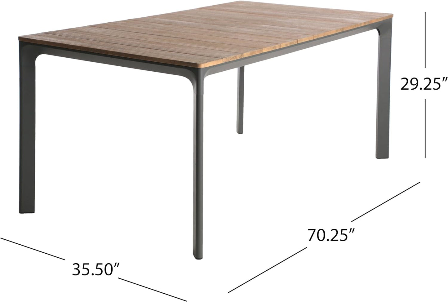 Christopher Knight Home Jace Outdoor Aluminum and Wood Dining Table, Natural Finish Dining Tables Lawn & Garden Patio Patio Furniture & Accessories Tables