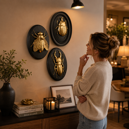 Golden Beetle Resin Wall Decor- Insect Themed Accent