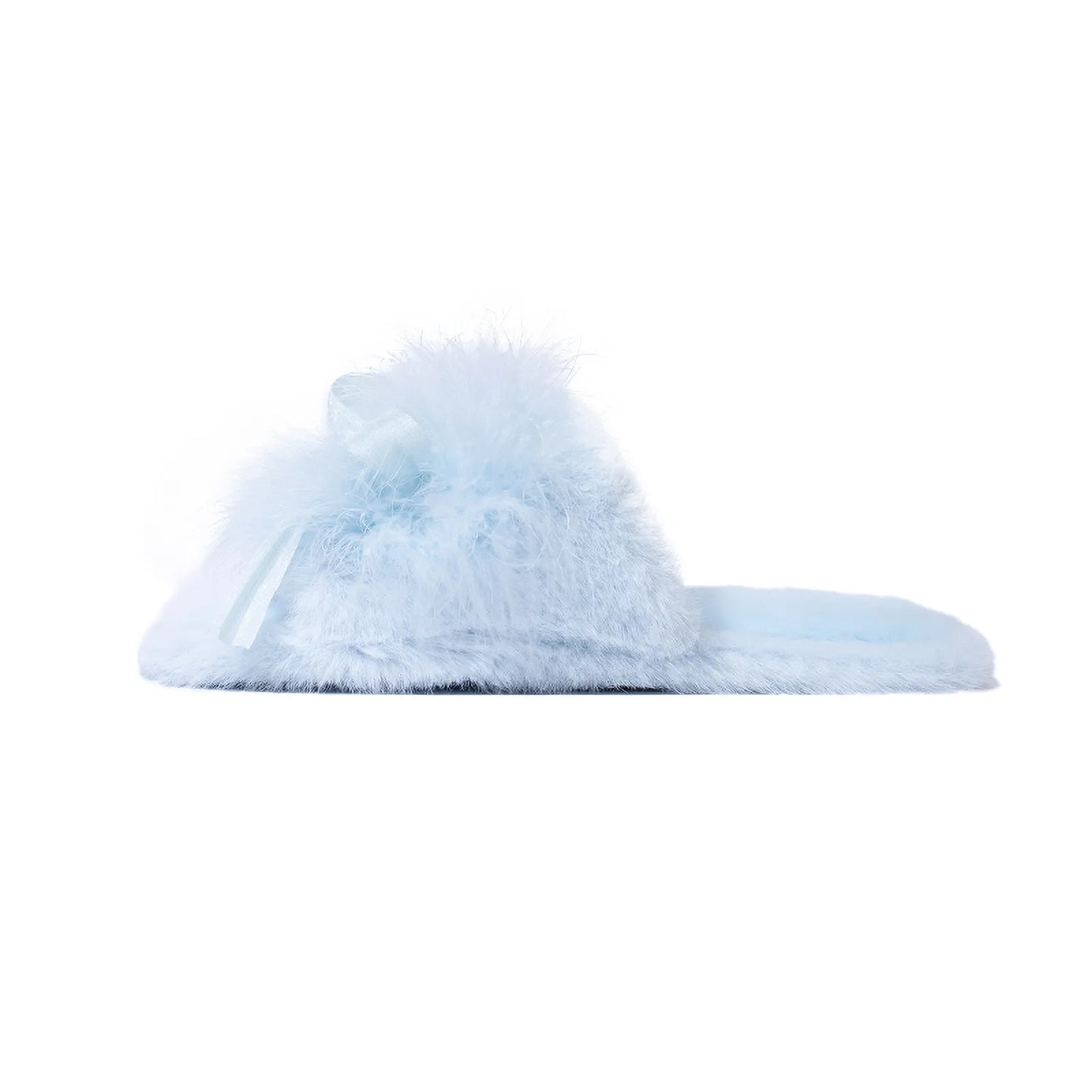 Plush Satin Bow Faux Fur House Slippers