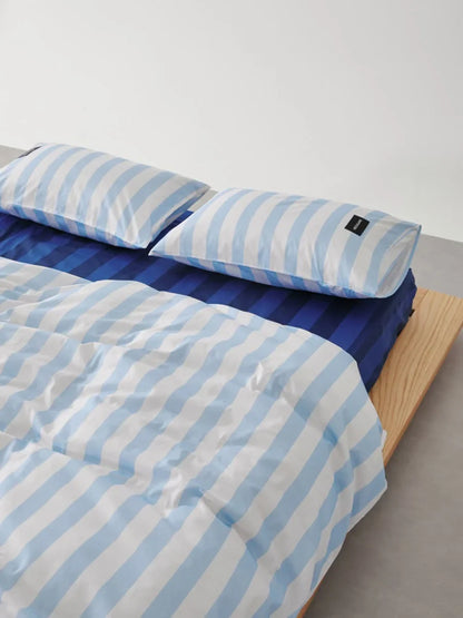 Soft Washed Wide Striped Cotton Bedding Set