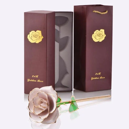 Rosa Eterna Mergulhada em Ouro 24k