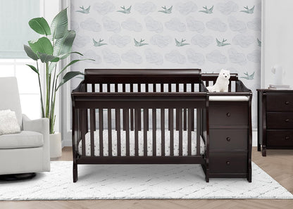 Princeton Junction 4-In-1 Convertible Crib and Changer - Greenguard Gold Certified, Dark Chocolate Baby Products Convertible Cribs Furniture Infant & Toddler Beds Nursery