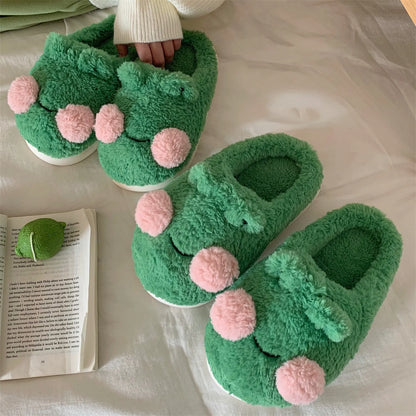 Plush 3D Frog Fleece House Slippers