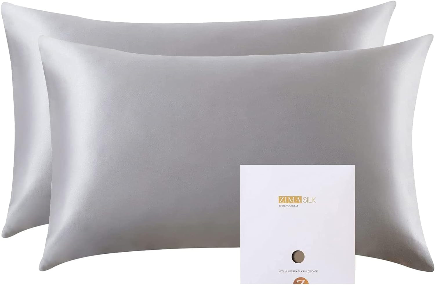 ZIMASILK 100% Pure Mulberry Silk Pillowcase for Hair and Skin Health,Soft and Smooth,Both Sides Premium Grade 6A Silk,600 Thread Count,With Hidden Zipper,1Pc(Standard 20''X26'',Beige) Bedding Home & Kitchen Pillowcases Sheets & Pillowcases