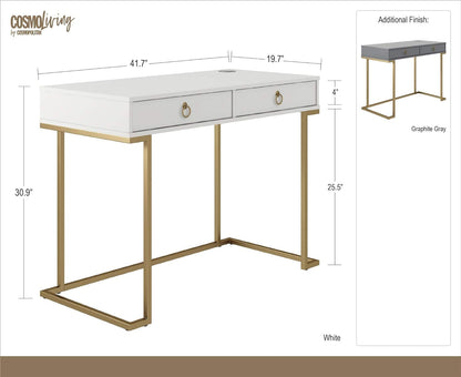 Cosmoliving by Cosmopolitan Cosmoliving Camila, Graphite Gray Writing Desk Furniture Home & Kitchen Home Office Desks Home Office Furniture