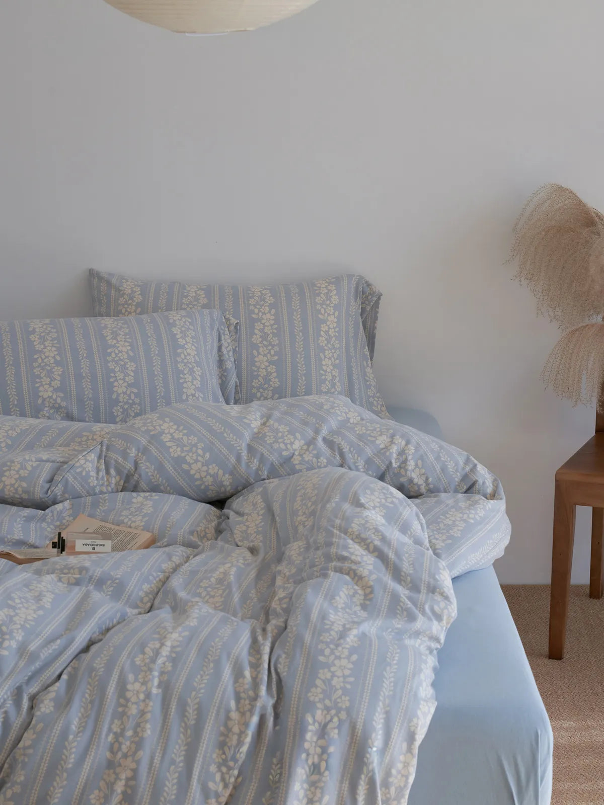 Soft Floral Stripe Washed Cotton Bedding Set