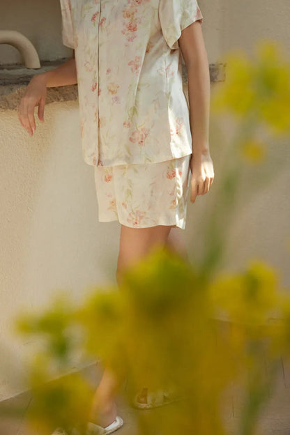 Silky Watercolor Floral Cotton Sateen Pajama