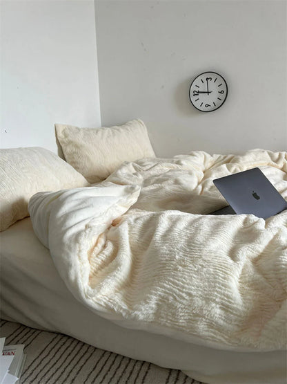 Plush Ruched Fleece Bedding Set