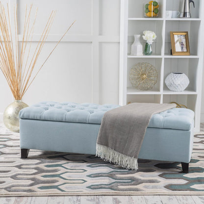 Christopher Knight Home Ottilie Fabric Storage Ottoman, Light Sky, Dimensions: 17.50 Inches Deep X 51.00 Inches Wide X 17.00 Inches High. Furniture Home & Kitchen Living Room Furniture Ottomans