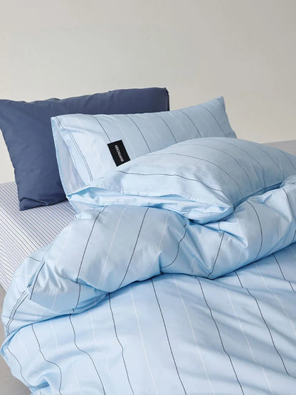 Crisp Pinstripe Washed Cotton Bedding Set