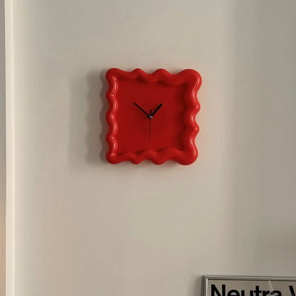 Wavy Squiggle Frame Minimalist Melamine Clock