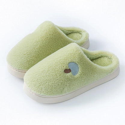 Plush Mushroom Embroidered Fleece House Slippers