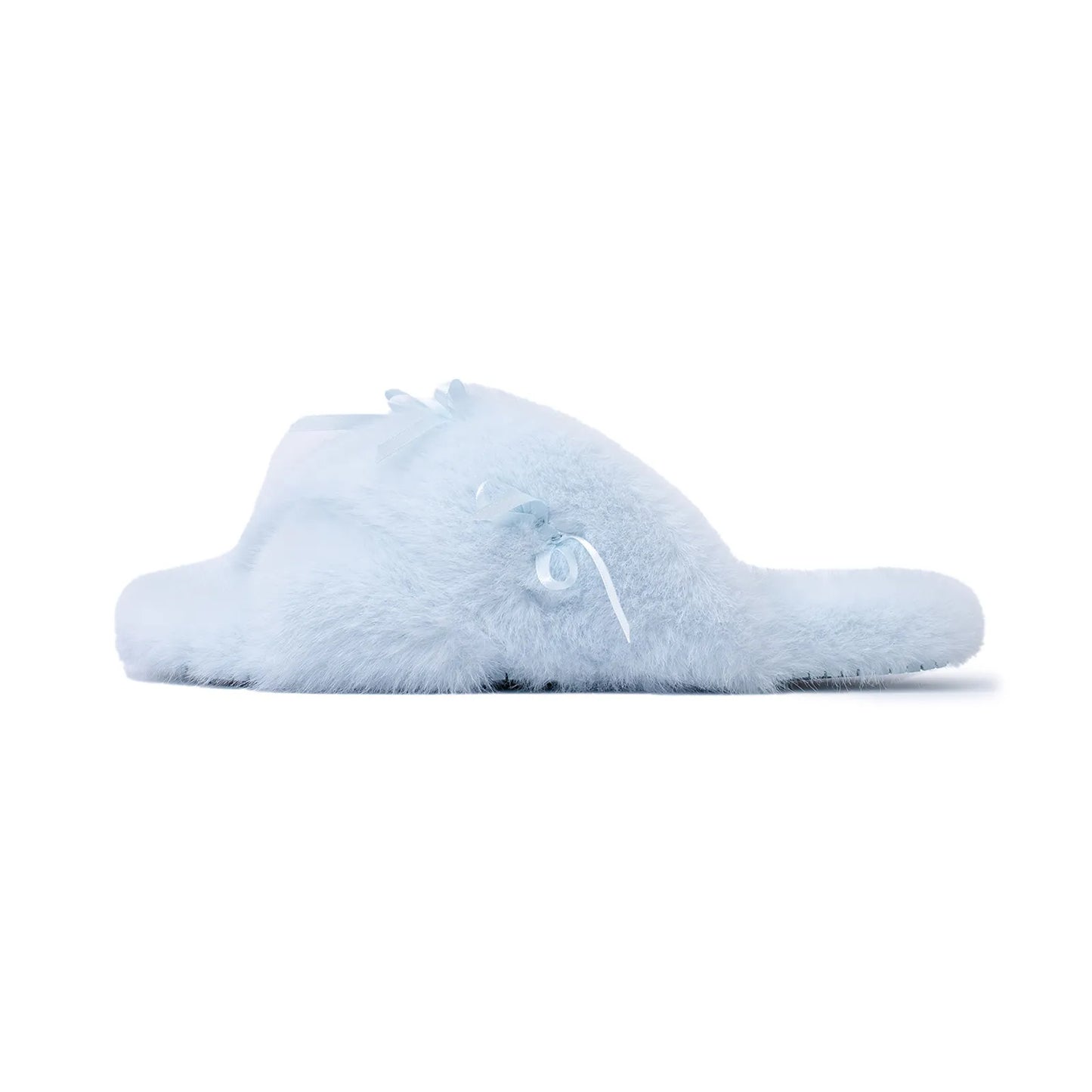 Fuzzy Bow-Knot Cross Band Plush House Slippers