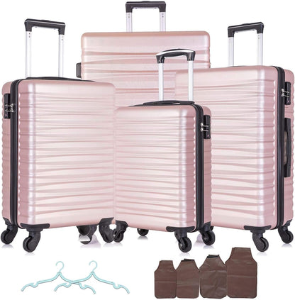 Apelila 4 Piece Luggage Sets,Travel Suitcase Spinner Hardshell Lightweight W/Free Suitcase Cover& Hanger (4 PCS Sky Blue) Clothing Luggage Luggage & Travel Gear Luggage Sets Shoes & Jewelry