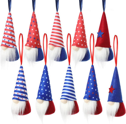 4Th of July Gnome Independence Day Hanging Ornaments Set of 10, Patriotic Gnomes Decorations Handmade Plush Veterana Day Gift Elf Home Wall Decor Hanging Ornaments Home & Kitchen Home Décor Accents Home Décor Products