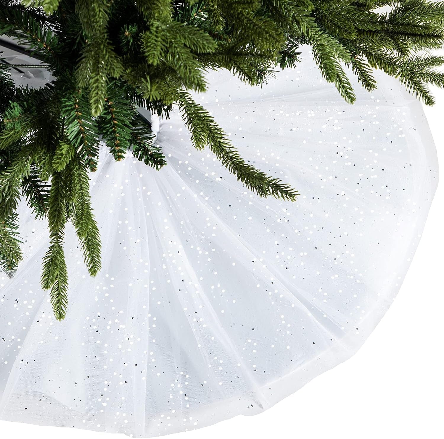 Christmas Tree Skirt Ruffle Glitter Shiny Xmas Tree Tulle Skirt Sequin Double Layers Xmas Trees round Mat for Christmas Valentine'S Day Party Decoration Indoor Outdoor (Rose Gold, 48 Inch) Home & Kitchen Seasonal Décor Tree Skirts