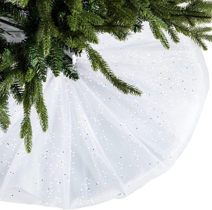 Christmas Tree Skirt Ruffle Glitter Shiny Xmas Tree Tulle Skirt Sequin Double Layers Xmas Trees round Mat for Christmas Valentine'S Day Party Decoration Indoor Outdoor (Rose Gold, 48 Inch) Home & Kitchen Seasonal Décor Tree Skirts