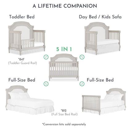 Evolur Julienne 5-In-1 Convertible Crib in Cloud, Greenguard Gold Certified , 55.5X31.2X51.5 Inch (Pack of 1) Baby Products Cribs Furniture Infant & Toddler Beds Nursery