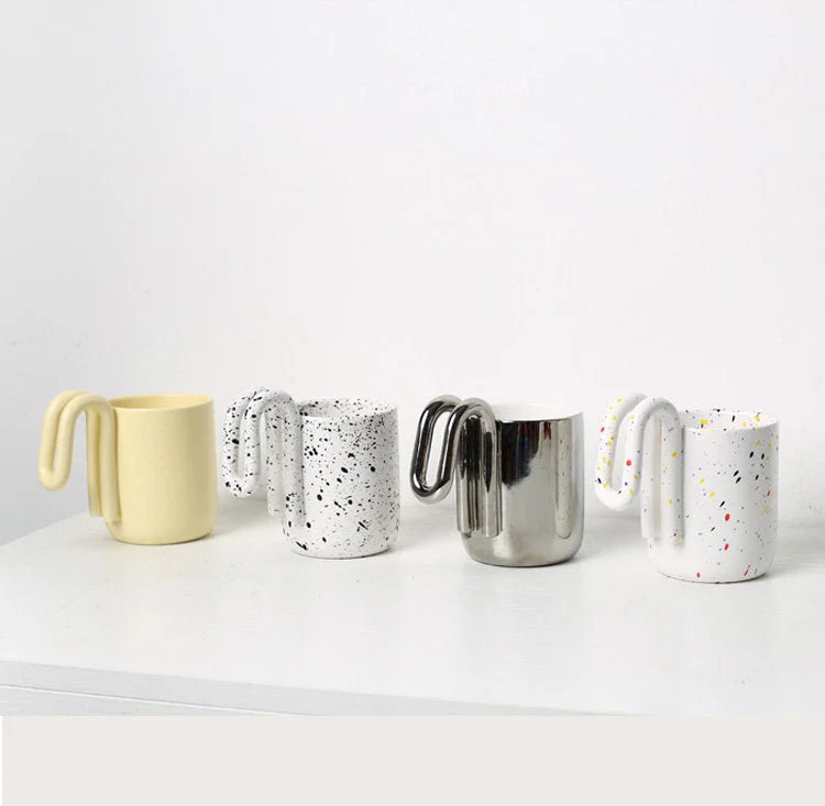 Sculptural Loop Handle Frosted Ceramic Mug
