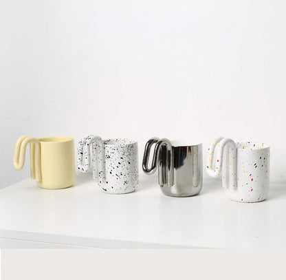 Sculptural Loop Handle Frosted Ceramic Mug