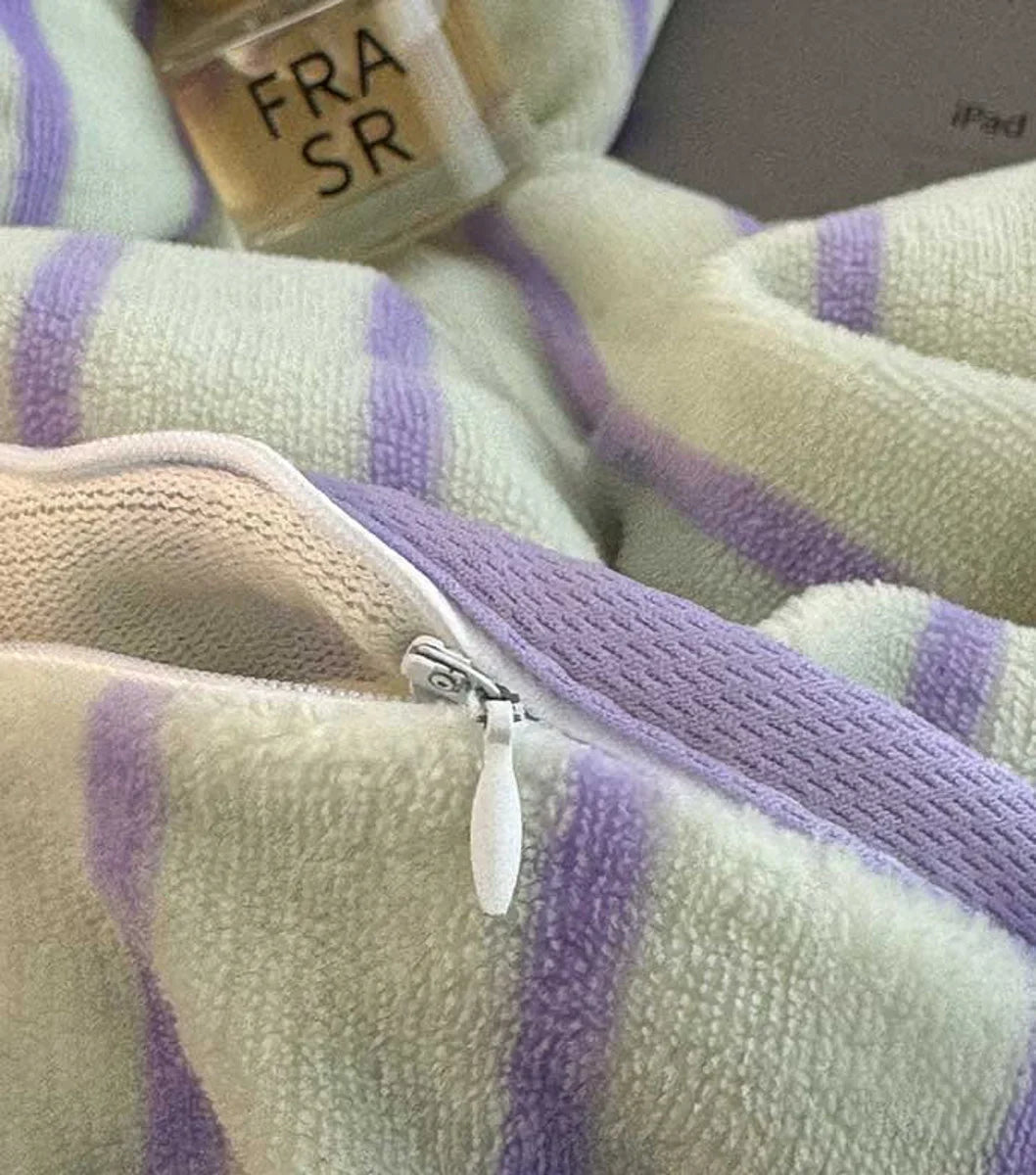 Cozy Striped Flannel Fleece Bedding Set
