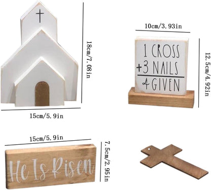 Easter Decorations, Easter Decor Farmhouse Rustic Tiered Tray Signs Rustic Easter Decoration for Home Table Kitchen (B) Home & Kitchen Home Décor Accents Home Décor Products Wall Pediments