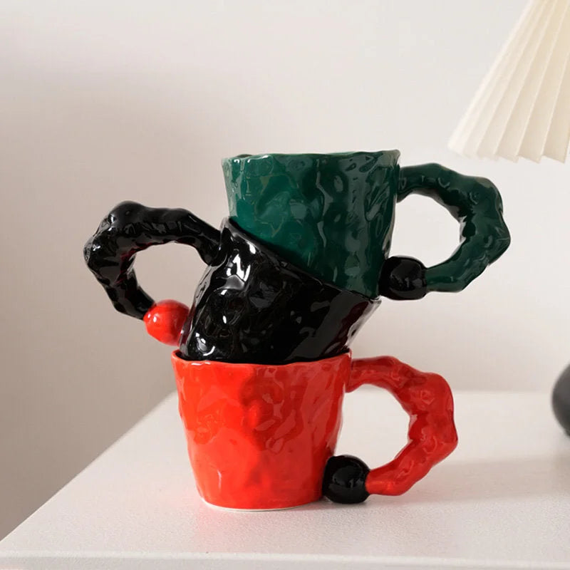 Chunky Sculptural Handle Ceramic Mug