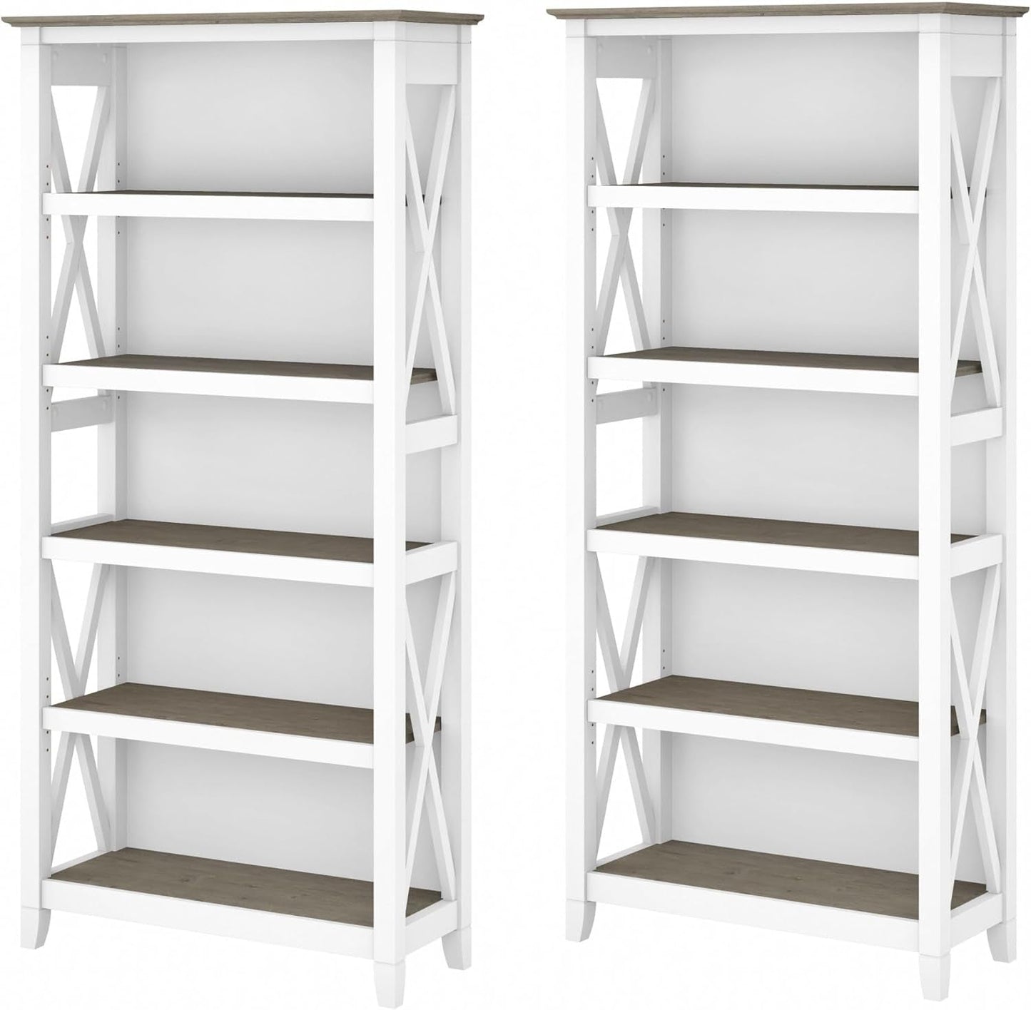 Bush Furniture 046CG Key West 5-Shelf 66-Inch H Bookcase Set, Cape Cod Gray Bookcases Furniture Home & Kitchen Home Office Furniture