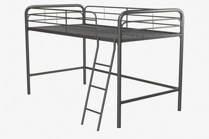 DHP Junior Loft Bed Frame with Ladder, Twin, Silver Bedroom Furniture Beds Frames & Bases Furniture Home & Kitchen