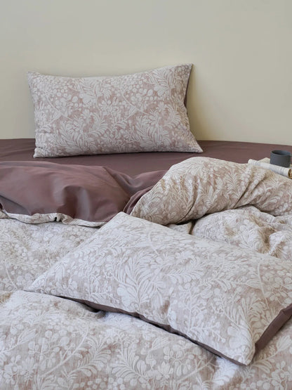 Textured Vintage Botanical Washed Cotton Bedding Set