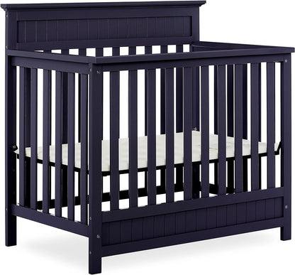 Harbor Full Panel 4-In-1 Convertible Mini Crib in Espresso, Water-Based Paint Finish, JPMA Certified, 3-Position Mattress Height Setting, Made of Solid Pinewood Baby Products Convertible Cribs Furniture Infant & Toddler Beds Nursery