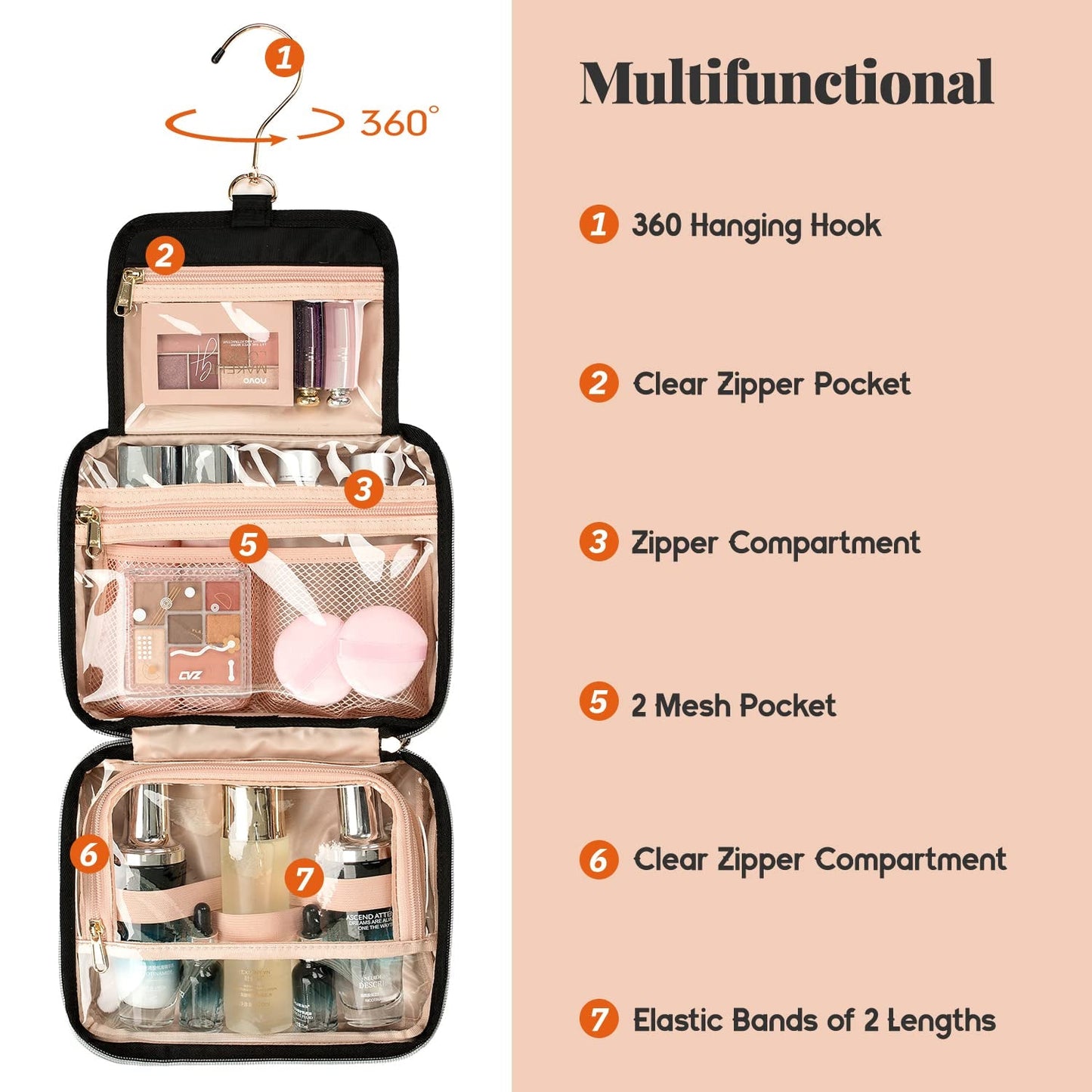 CUBETASTIC Travel Toiletry Bag, Makeup Bag for Women, Portable Water-Resistant Small Travel Bag for Toiletries & Cosmetic Essentials Bags & Cases Beauty & Personal Care Toiletry Bags Tools & Accessories